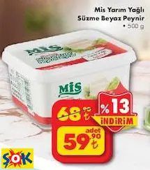 MİS YARIM YAĞLI SÜZME BEYAZ PEYNİR 500 G MİS YARIM YAĞLI SÜZME BEYAZ PEYNİR 500 G